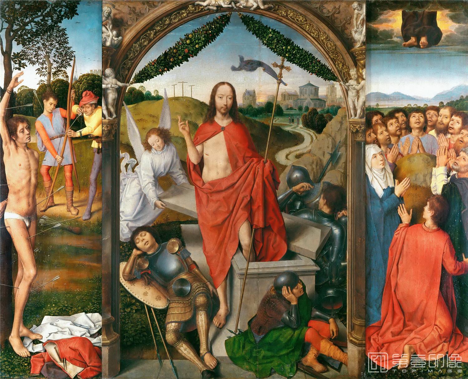 油画-卢浮宫-Hans MemlingTriptych of the Resurrection-0885